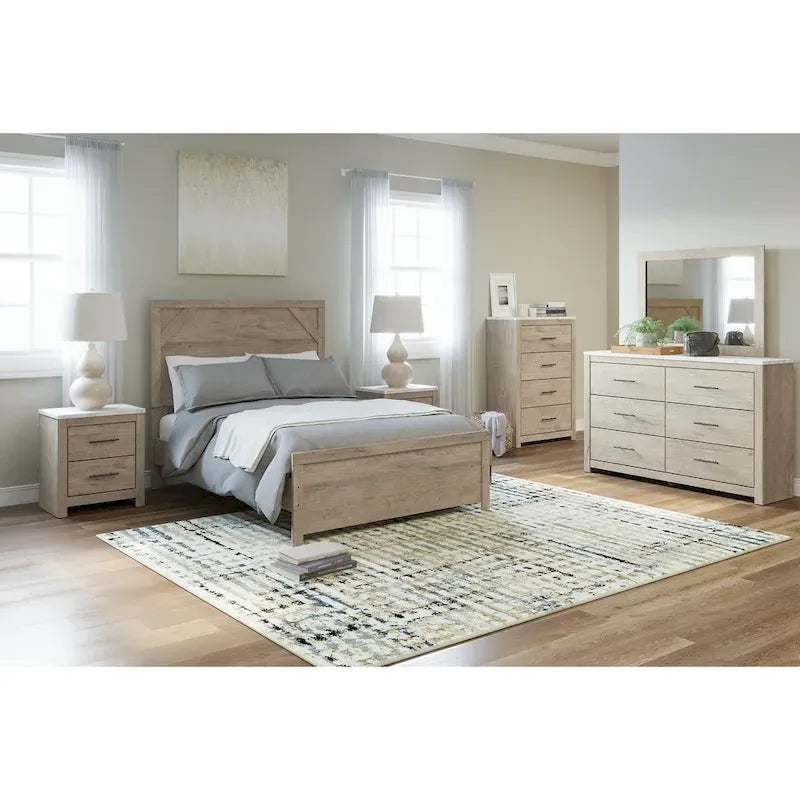 Letto con pannelli in legno marrone chiaro – Mobili rustici in stile coloniale per la camera da letto