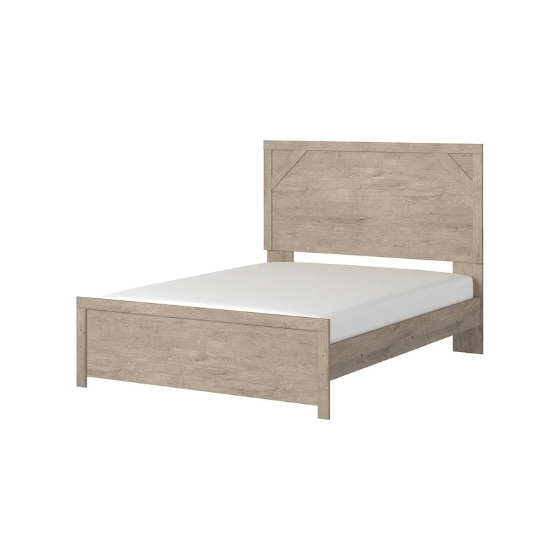 Letto con pannelli in legno marrone chiaro – Mobili rustici in stile coloniale per la camera da letto