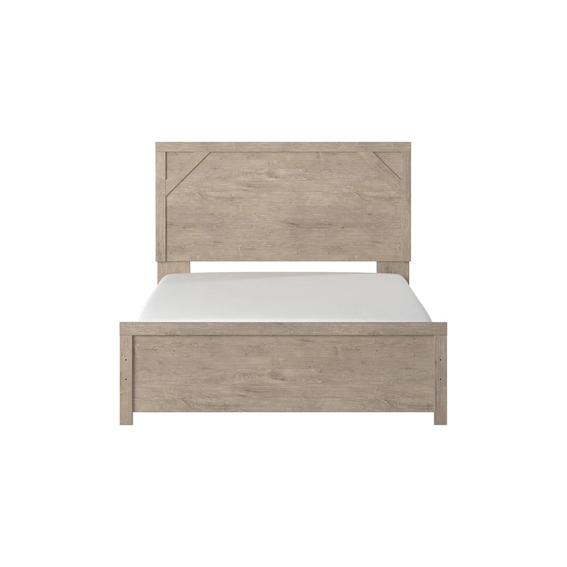 Letto con pannelli in legno marrone chiaro – Mobili rustici in stile coloniale per la camera da letto