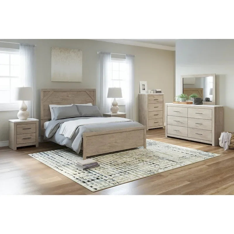Letto con pannelli in legno marrone chiaro – Mobili rustici in stile coloniale per la camera da letto