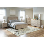 Letto con pannelli in legno marrone chiaro – Mobili rustici in stile coloniale per la camera da letto