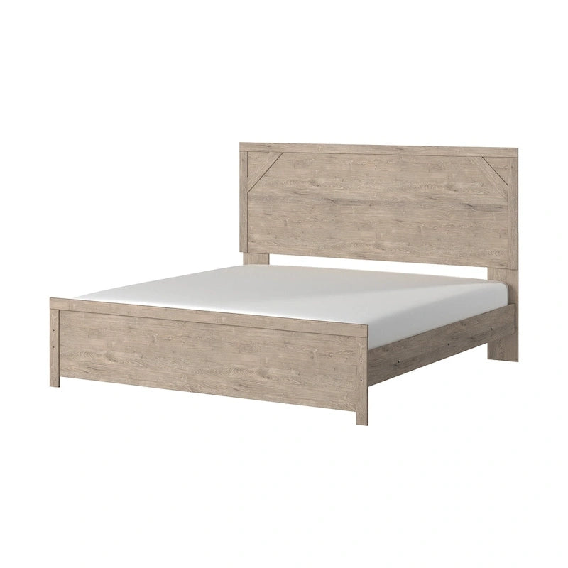 Letto con pannelli in legno marrone chiaro – Mobili rustici in stile coloniale per la camera da letto