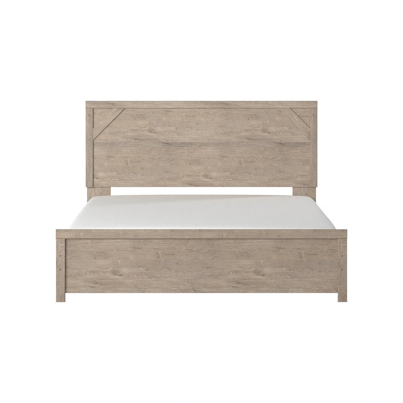 Letto con pannelli in legno marrone chiaro – Mobili rustici in stile coloniale per la camera da letto