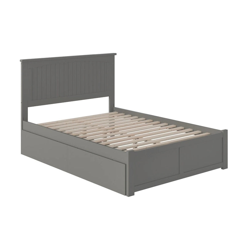 Letto a Piattaforma Matrimoniale con Pediera e 2 Cassetti Contenitori – Finitura Grigia