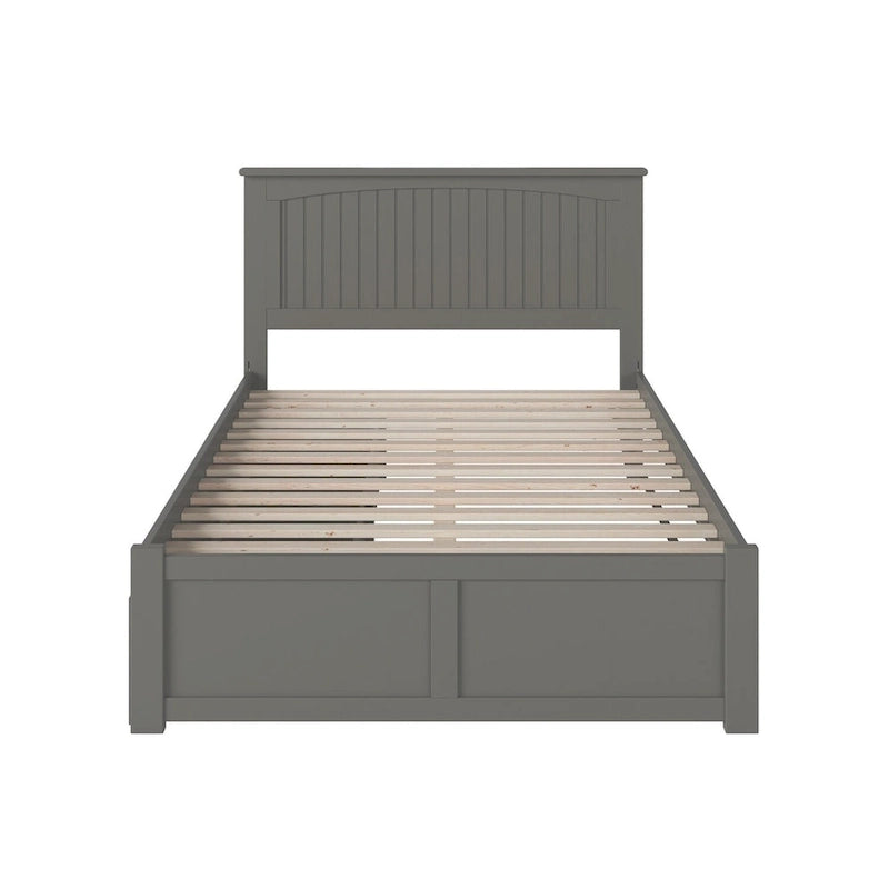 Letto a Piattaforma Matrimoniale con Pediera e 2 Cassetti Contenitori – Finitura Grigia