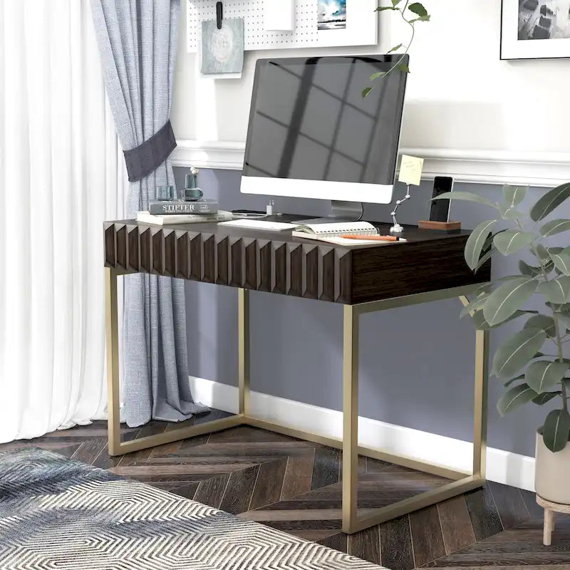 Scrivania moderna in metallo da 42" con porte USB per ufficio domestico