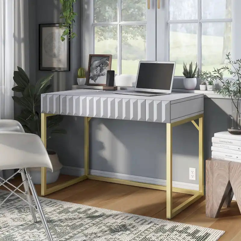 Scrivania moderna in metallo da 42" con porte USB per ufficio domestico