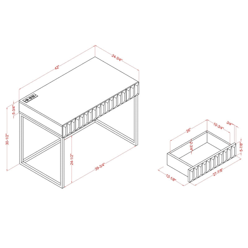 Scrivania moderna in metallo da 42" con porte USB per ufficio domestico
