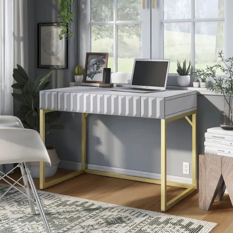 Scrivania moderna in metallo da 42" con porte USB per ufficio domestico