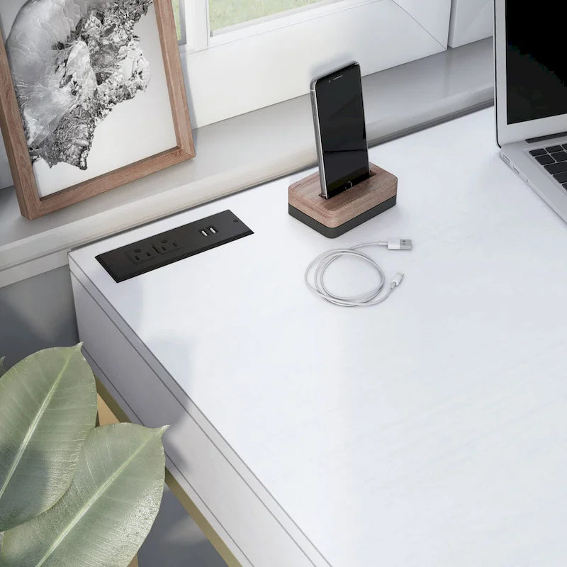 Scrivania moderna in metallo da 42" con porte USB per ufficio domestico