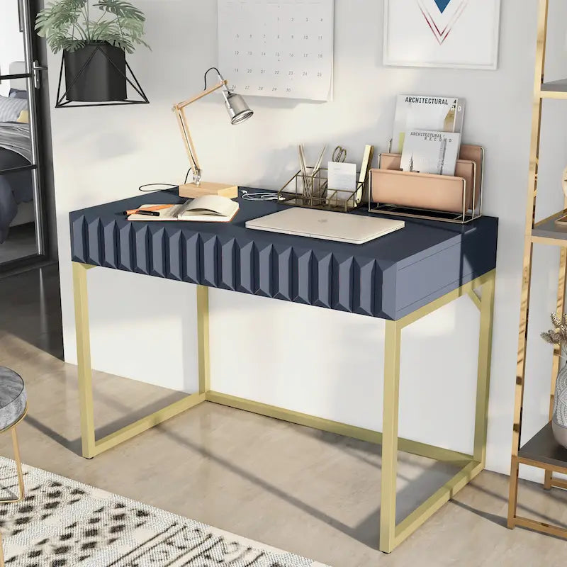 Scrivania moderna in metallo da 42" con porte USB per ufficio domestico