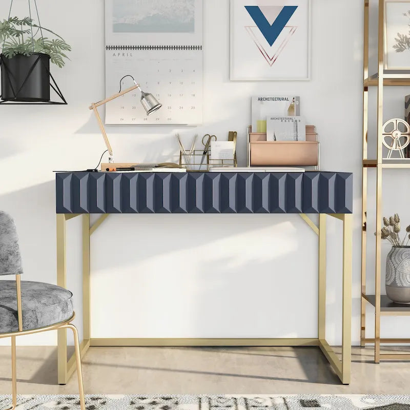 Scrivania moderna in metallo da 42" con porte USB per ufficio domestico