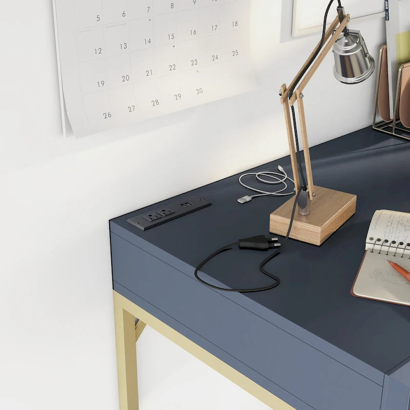 Scrivania moderna in metallo da 42" con porte USB per ufficio domestico