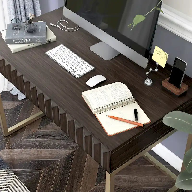 Scrivania moderna in metallo da 42" con porte USB per ufficio domestico