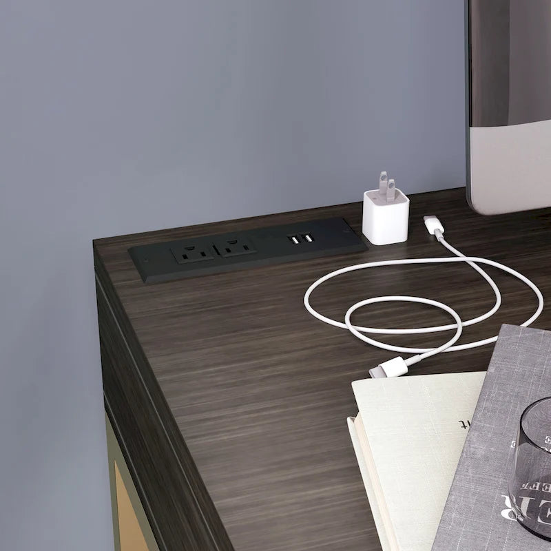 Scrivania moderna in metallo da 42" con porte USB per ufficio domestico
