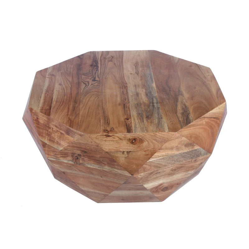 Tavolino da Caffè in Legno di Acacia a Forma di Diamante da 33" con Finitura Naturale