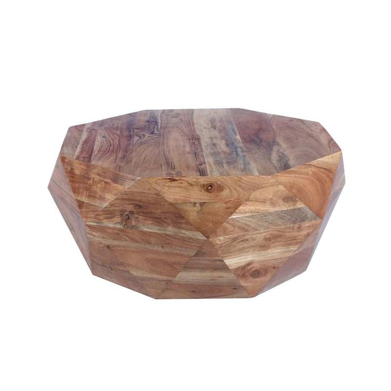 Tavolino da Caffè in Legno di Acacia a Forma di Diamante da 33" con Finitura Naturale