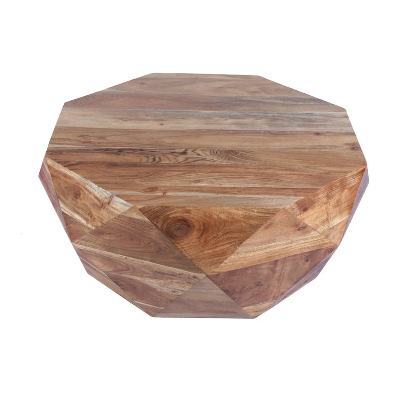 Tavolino da Caffè in Legno di Acacia a Forma di Diamante da 33" con Finitura Naturale
