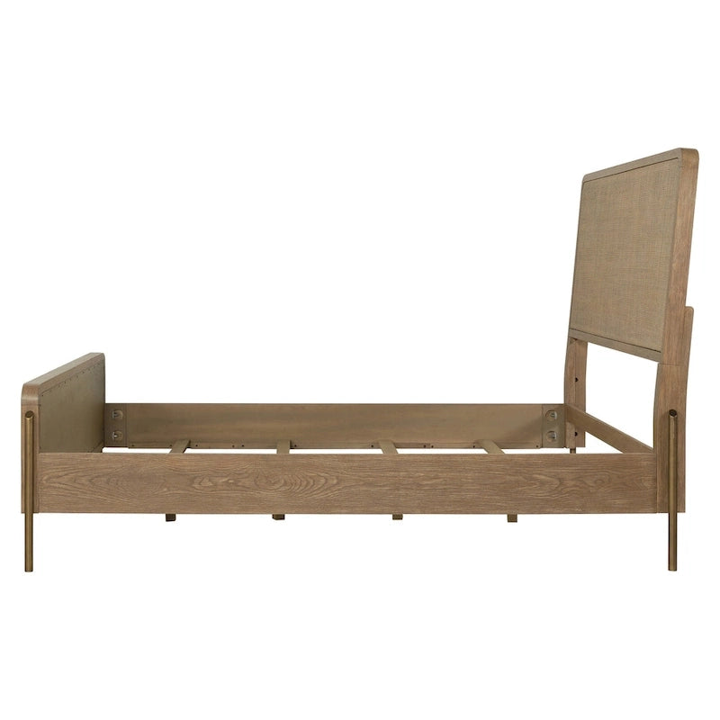 Letto imbottito con pannelli in canna naturale Sand Wash – Stile camera da letto bohémien