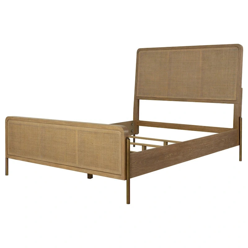 Letto imbottito con pannelli in canna naturale Sand Wash – Stile camera da letto bohémien