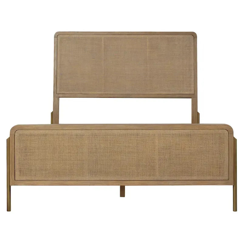 Letto imbottito con pannelli in canna naturale Sand Wash – Stile camera da letto bohémien