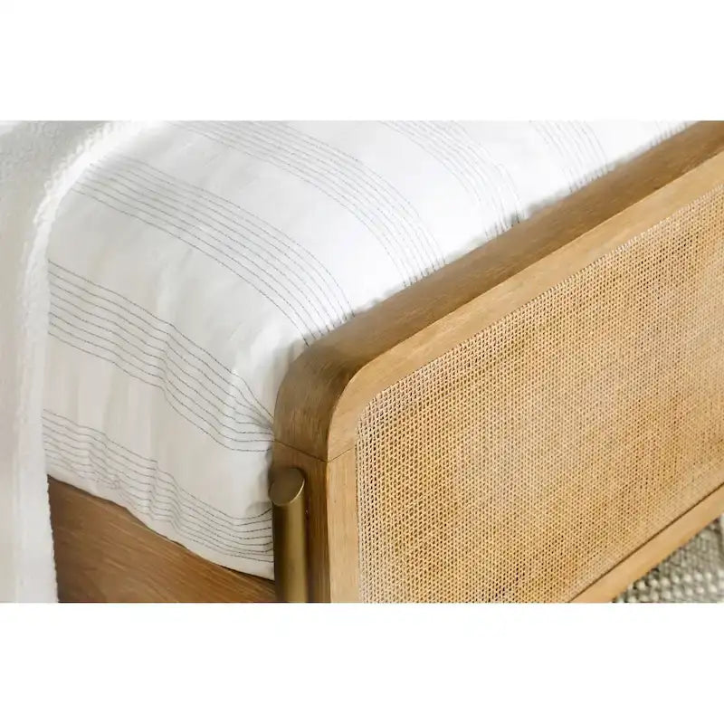 Letto imbottito con pannelli in canna naturale Sand Wash – Stile camera da letto bohémien