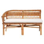 Set panca ad angolo da pranzo bohémien moderno in rattan naturale a 2 pezzi, marrone