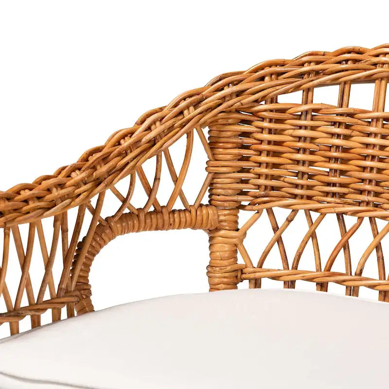 Set panca ad angolo da pranzo bohémien moderno in rattan naturale a 2 pezzi, marrone