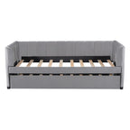 Letto Divano Imbottito per Materasso Singolo con Schienale Ergonomico e Letto Estraibile
