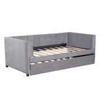 Letto Divano Imbottito per Materasso Singolo con Schienale Ergonomico e Letto Estraibile