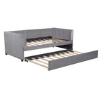 Letto Divano Imbottito per Materasso Singolo con Schienale Ergonomico e Letto Estraibile