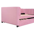 Letto Divano Imbottito per Materasso Singolo con Schienale Ergonomico e Letto Estraibile