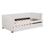 Letto Divano Imbottito per Materasso Singolo con Schienale Ergonomico e Letto Estraibile