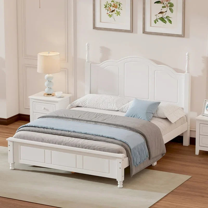 Struttura letto a piattaforma, letto a piattaforma in stile retrò con supporto a doghe in legno di pino,