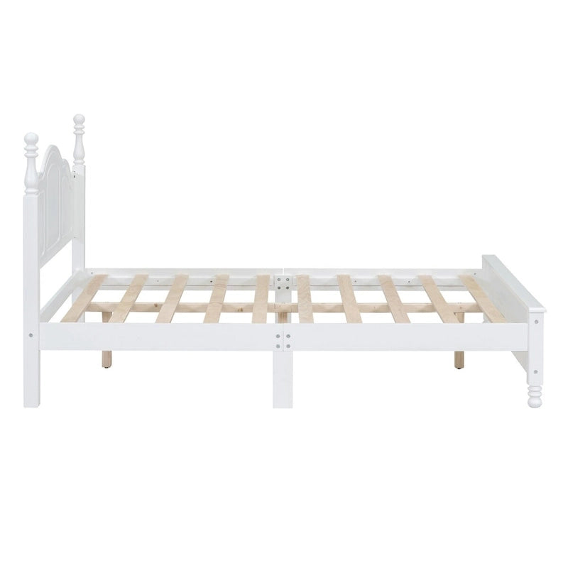 Struttura letto a piattaforma, letto a piattaforma in stile retrò con supporto a doghe in legno di pino,