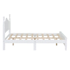 Struttura letto a piattaforma, letto a piattaforma in stile retrò con supporto a doghe in legno di pino,