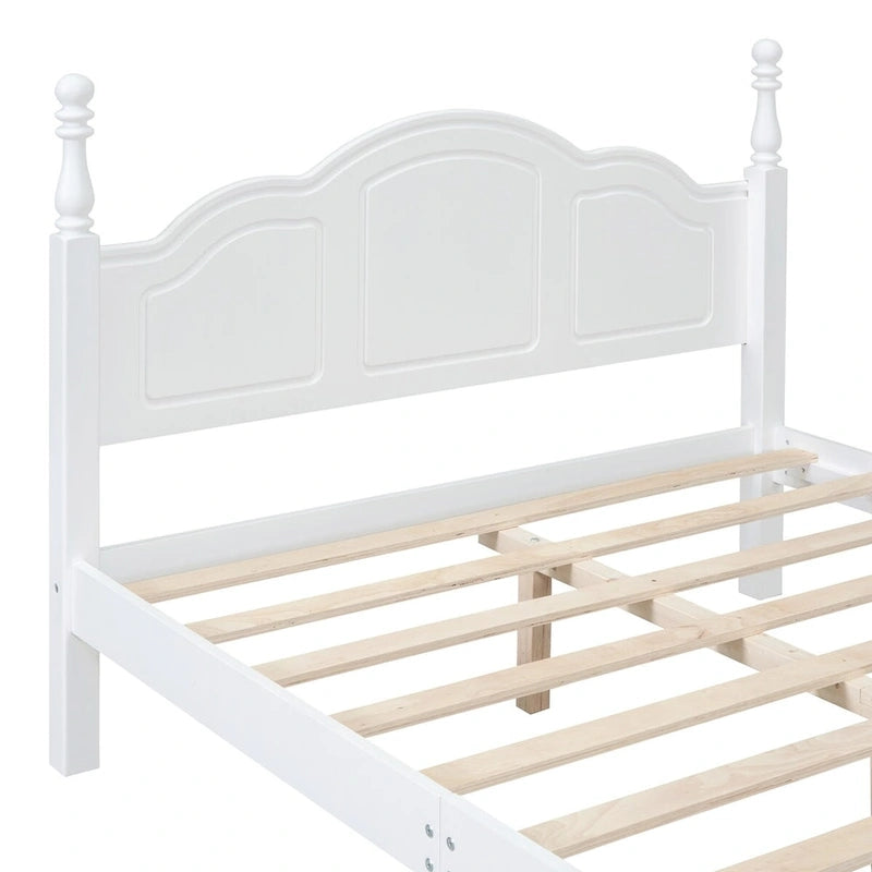 Struttura letto a piattaforma, letto a piattaforma in stile retrò con supporto a doghe in legno di pino,