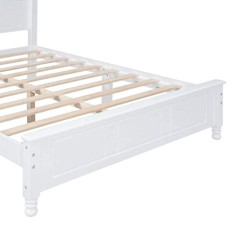 Struttura letto a piattaforma, letto a piattaforma in stile retrò con supporto a doghe in legno di pino,