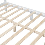 Struttura letto a piattaforma, letto a piattaforma in stile retrò con supporto a doghe in legno di pino,