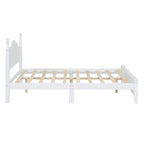 Struttura letto a piattaforma, letto a piattaforma in stile retrò con supporto a doghe in legno di pino,