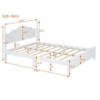 Struttura letto a piattaforma, letto a piattaforma in stile retrò con supporto a doghe in legno di pino,