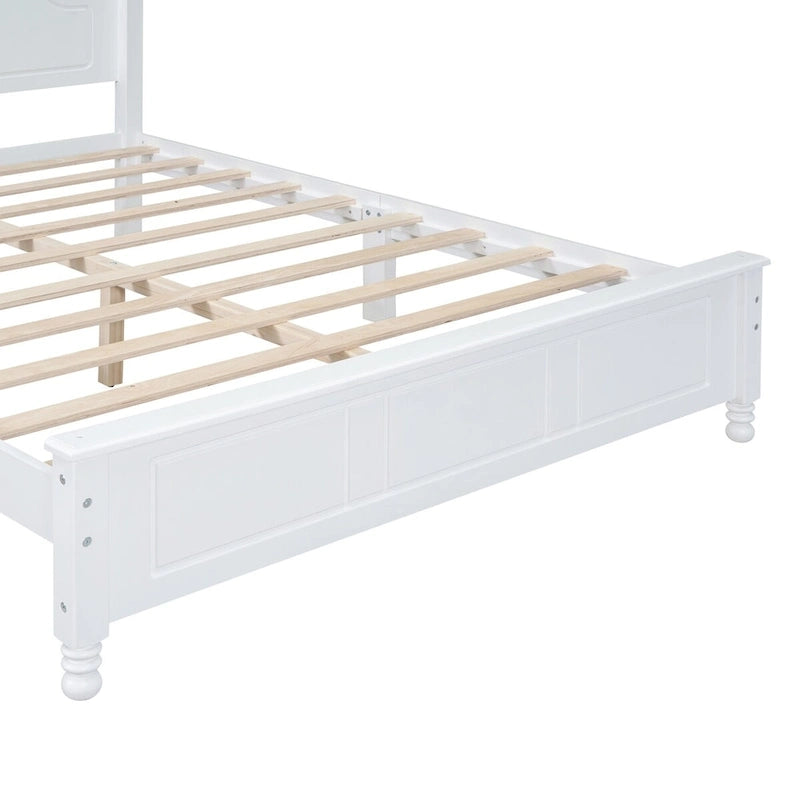 Struttura letto a piattaforma, letto a piattaforma in stile retrò con supporto a doghe in legno di pino,