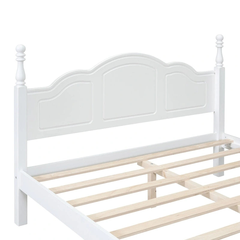 Struttura letto a piattaforma, letto a piattaforma in stile retrò con supporto a doghe in legno di pino,