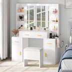 Toeletta con Specchio Illuminato e Prese Incorporate – 140 A x 110 L x 40 P cm