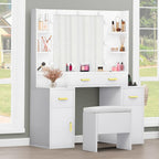 Toeletta con Specchio Illuminato e Prese Incorporate – 140 A x 110 L x 40 P cm