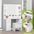 Toeletta con Specchio Illuminato e Prese Incorporate – 140 A x 110 L x 40 P cm