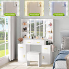 Toeletta con Specchio Illuminato e Prese Incorporate – 140 A x 110 L x 40 P cm