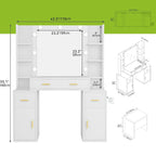 Toeletta con Specchio Illuminato e Prese Incorporate – 140 A x 110 L x 40 P cm