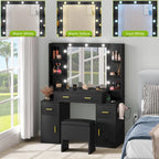 Toeletta con Specchio Illuminato e Prese Incorporate – 140 A x 110 L x 40 P cm
