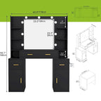 Toeletta con Specchio Illuminato e Prese Incorporate – 140 A x 110 L x 40 P cm